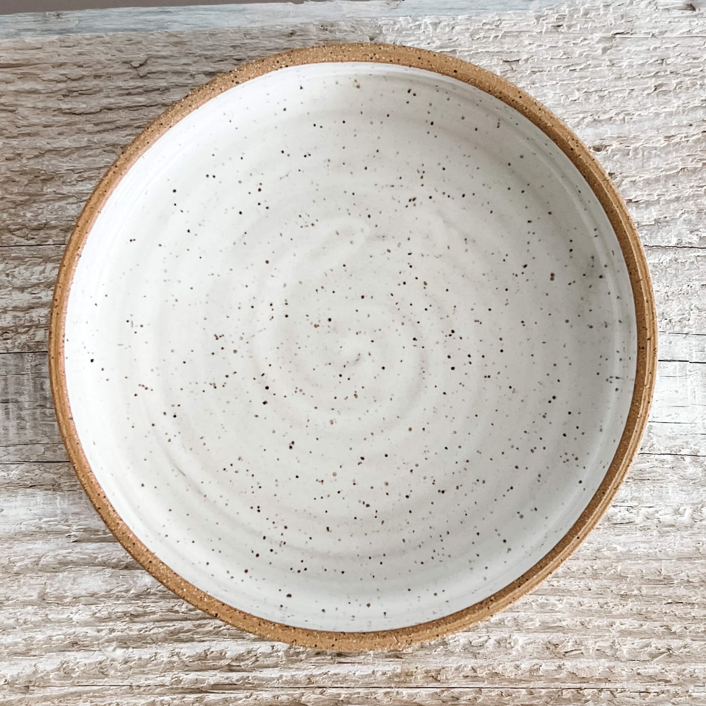 The Ye11ow Studio Pasta Plate White With Raw Clay Rim
