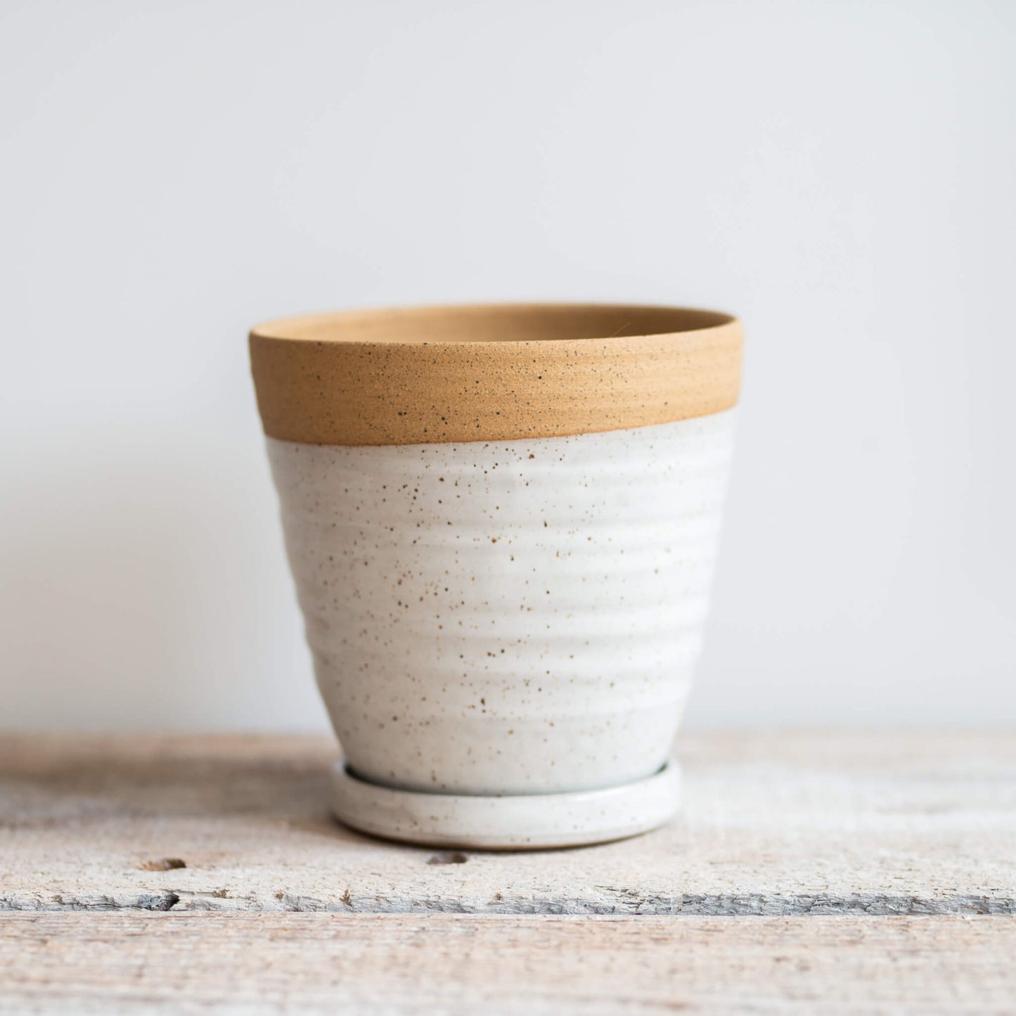 The Ye11ow Studio Planter Pot 4 Inch White With Raw Clay Upper