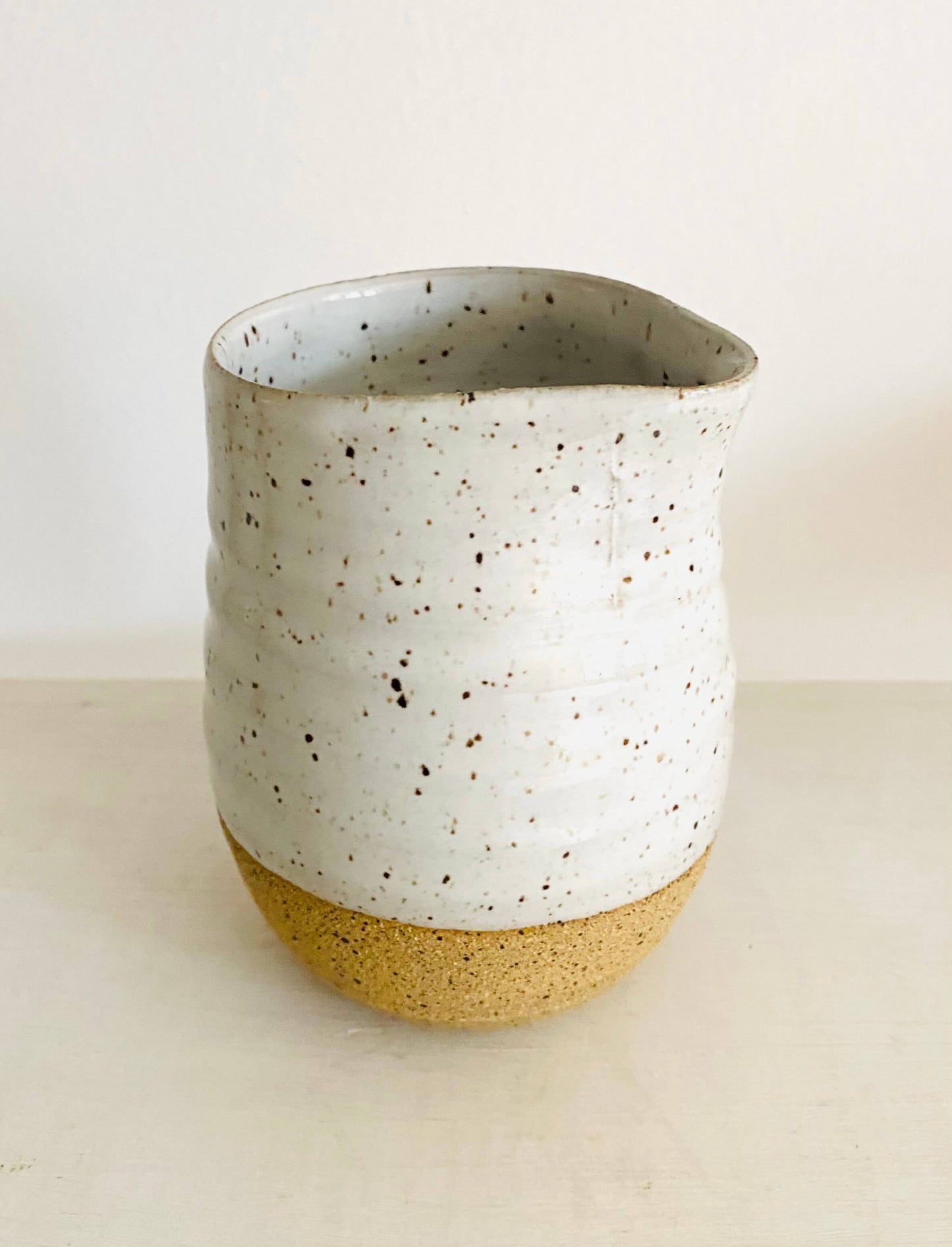 The Ye11ow Studio Small Handless Pitcher White With Raw Clay Bottom